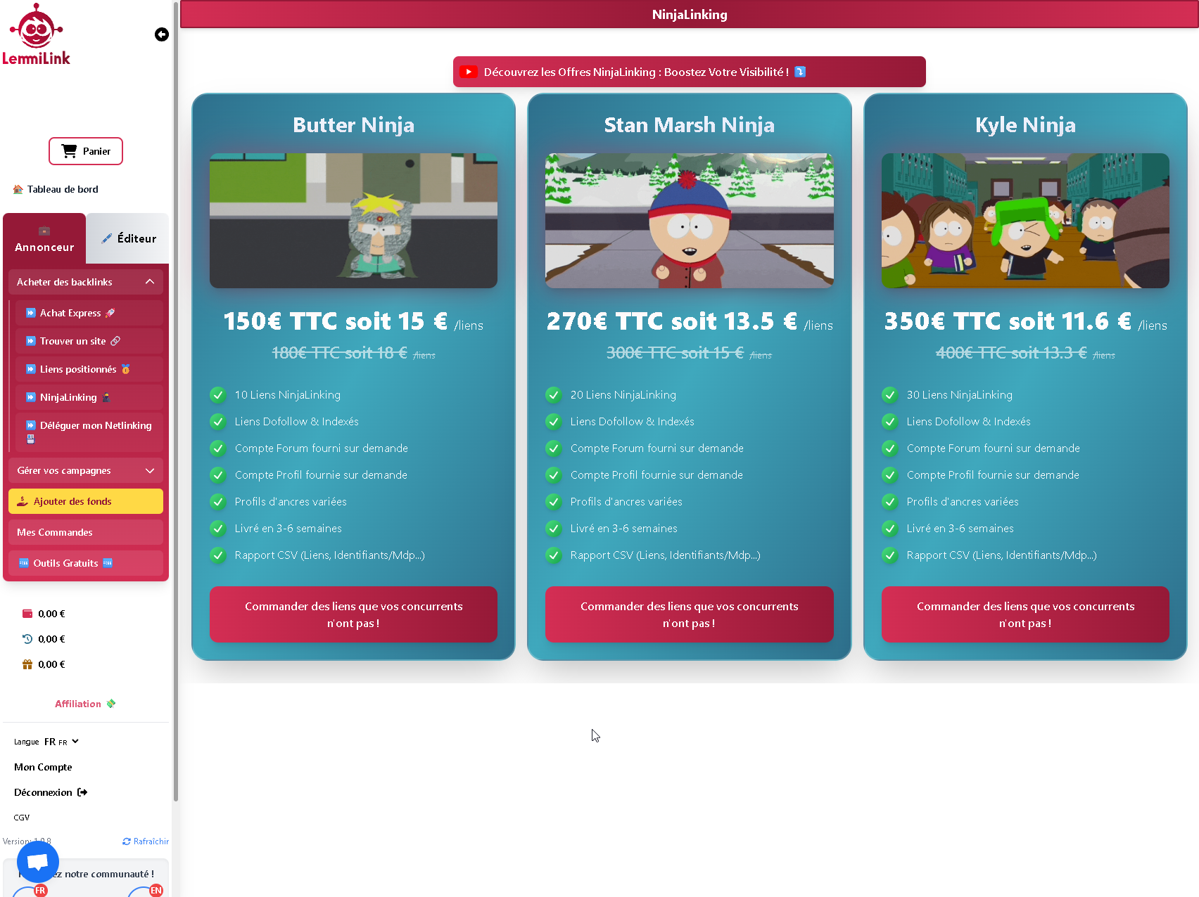 Interface NinjaLinking LemmiLink